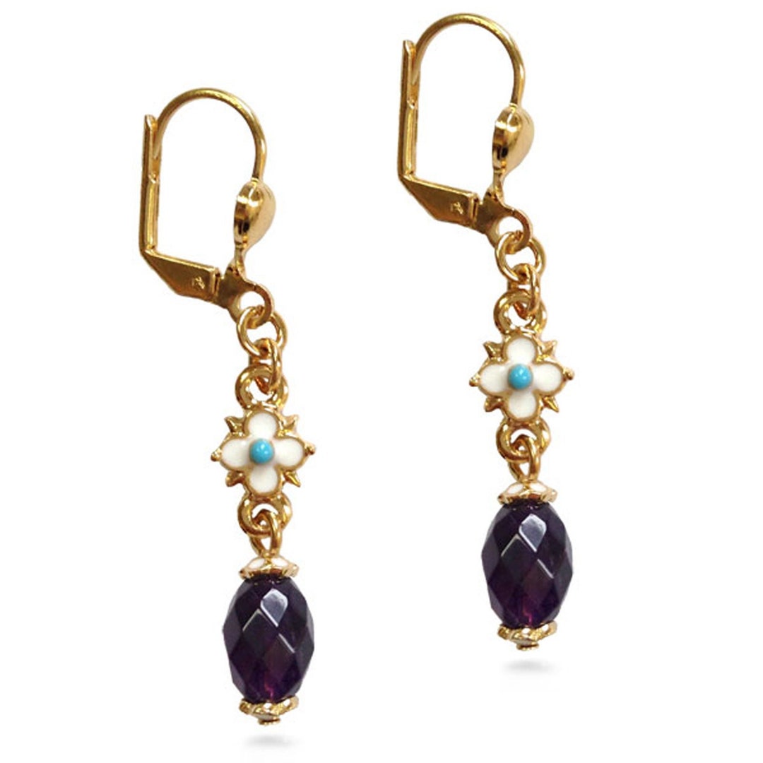 Classical Elizabethan Earrings Amethyst Etsy UK