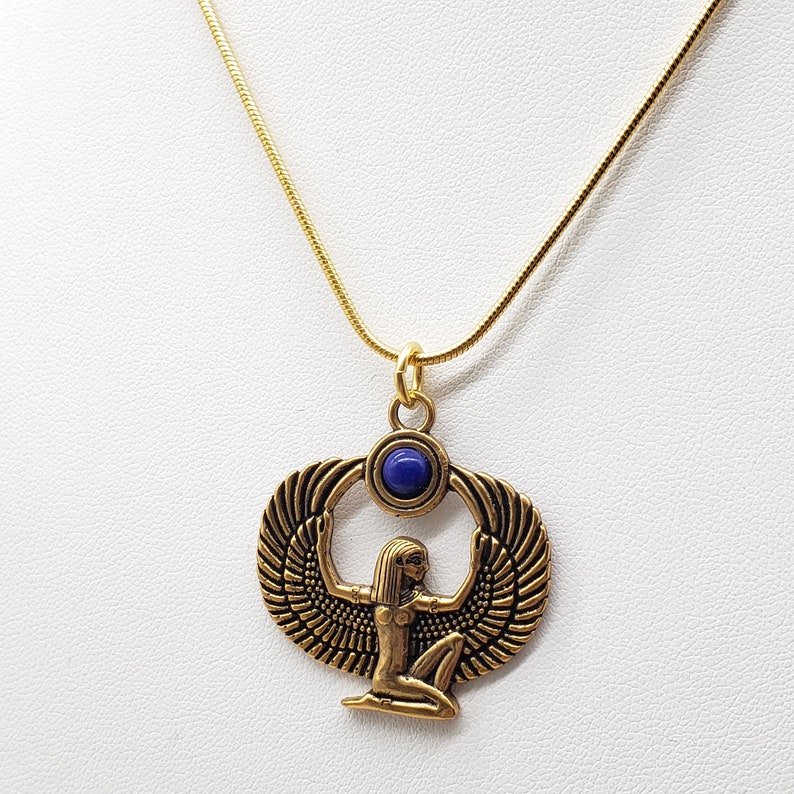 Egyptian Isis Pendant Necklace Antique Gold Plated With - Etsy