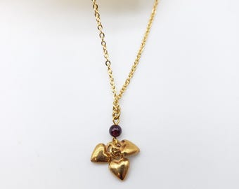 Sweetheart Heart Garnet Dangle Necklace