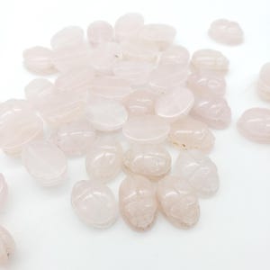 Rose Quartz Egyptian Scarab Beads - 10 pcs - Carved Light Pink