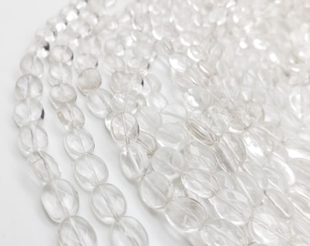 One Strand Clear Crystal Beads - Faceted Oval 8mm by 10mm