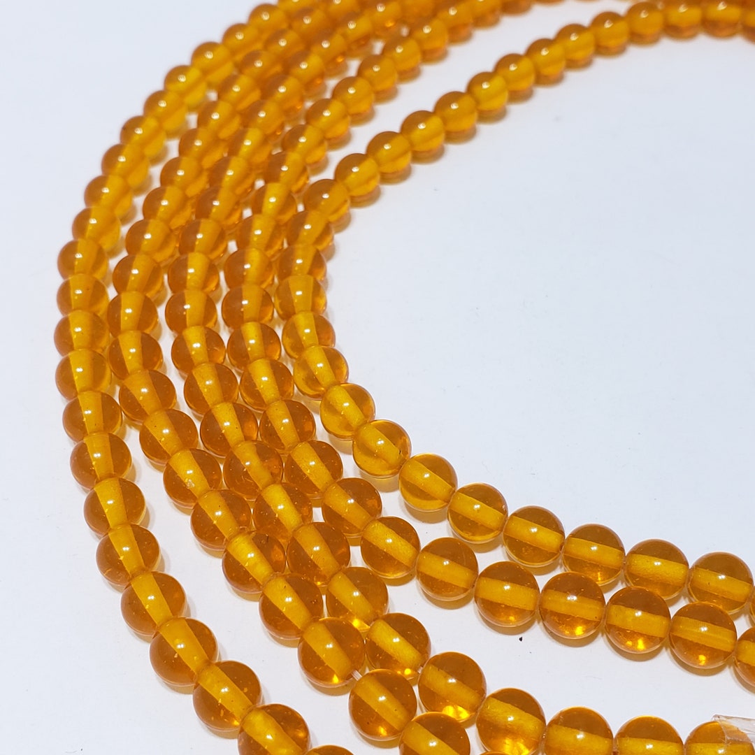 Orange Yellow Glass Beads 6mm Round One Strand Etsy