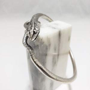 Adjustable Snake Cuff - Wrap Around Bracelet - Silver Plated