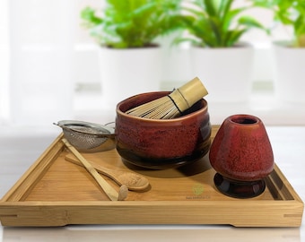 Matcha Starter Kit | 6 Piece Japanese Tea Set | Chasen Whisk Chawan Bowl Chashaku Scoop Sifter | Gift for Tea Lovers