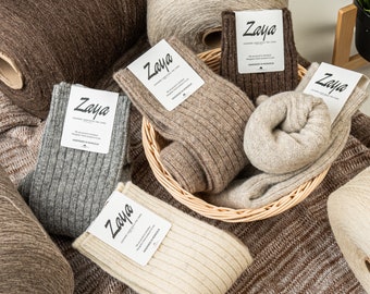 Organic Mongolian Sheep Wool Socks - Natural, Breathable, Soft Fiber