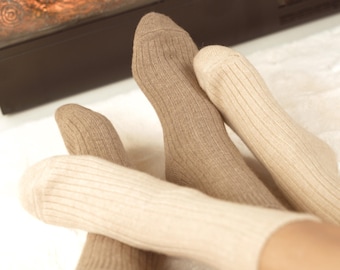 Organic Cashmere Socks from Mongolia – Soft Warm Ribbed Socks