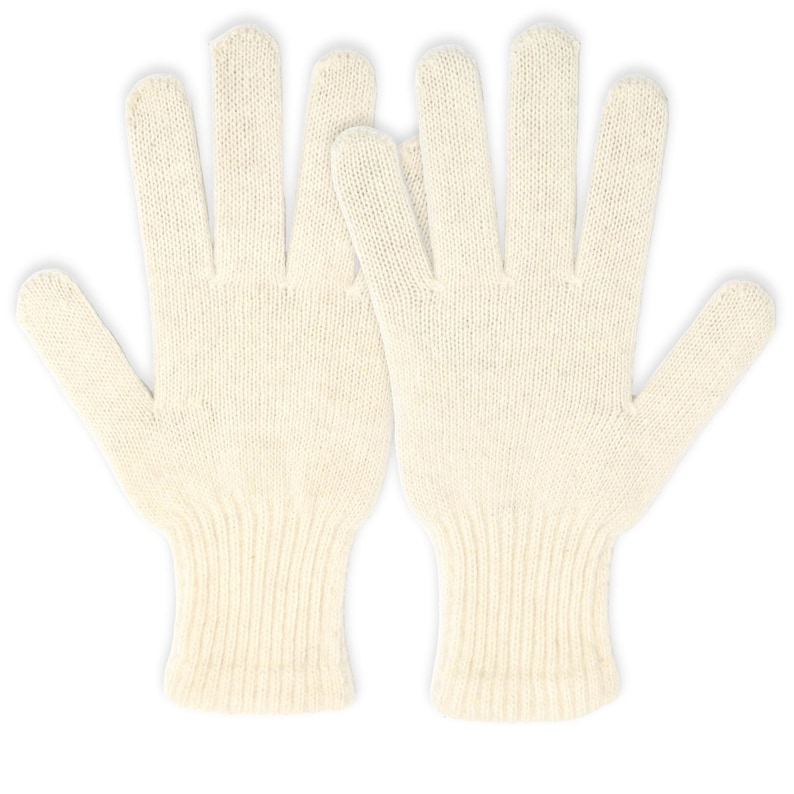 100% Organic Mongolian Sheep Wool Gloves - Luxury Sustainable Fiber - Ideal Christmas Gift White