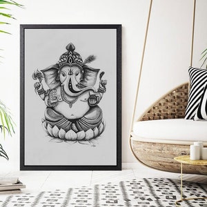 Lord Ganesha Drawing - Professional quality print from original illustration