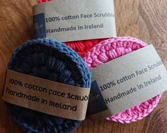 Reusable face scrubbies set of four, 100% Cotton, Make Up Remover, Eco Friendly, Sustainable, Vegan, Birthday gift, For Her, plastic free