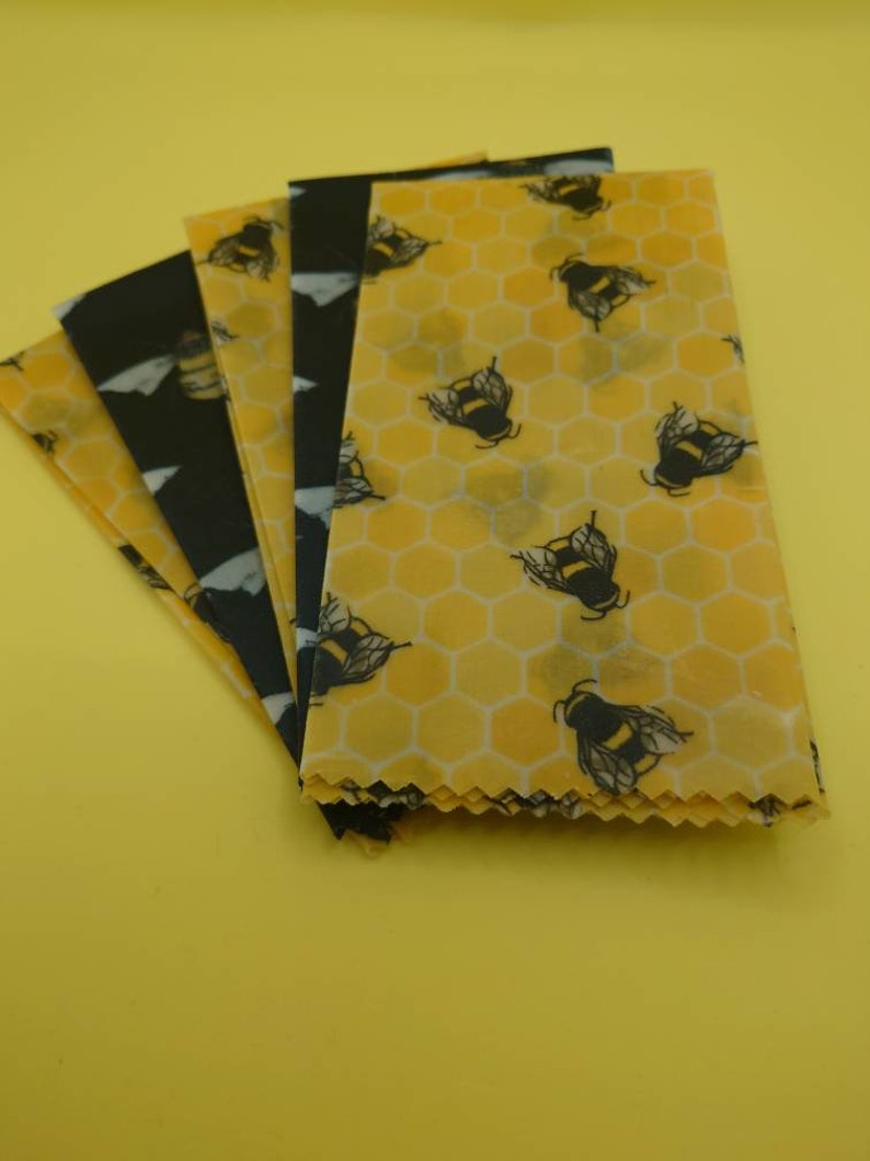 Set of 5 Large Beeswax Food Wraps, Sandwich wrap, Eco Friendly Gift, Sustainable, Zero Waste, Birthday, New Home Gift, Kitchen, Reusable image 2