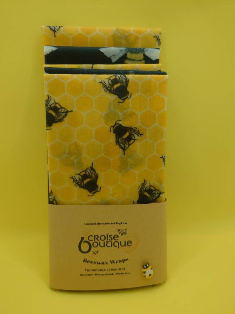 Set of 5 Large Beeswax Food Wraps, Sandwich wrap, Eco Friendly Gift, Sustainable, Zero Waste, Birthday, New Home Gift, Kitchen, Reusable image 3