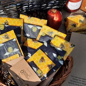 OFERTA Juego de 3 envoltorios de cera de abejas reutilizables para alimentos, fundas para alimentos, regalo ecológico, sostenibles, sin plástico, para cumpleaños, cocina y hogar nuevo