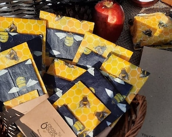 Set mit 3 wiederverwendbaren Bienenwachs-Wraps, Lebensmittelabdeckung, Umweltfreundliches Geschenk, nachhaltiges Zero Waste, plastikfrei, für Sie, Geburtstagsgeschenk, Zuhause