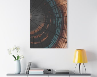 Baumring gerahmte Wandkunst, abstrakte bunte Baumring-Wanddekor, minimalistische Hauptleinwandkunst, moderne Bauernhaus-Leinwand