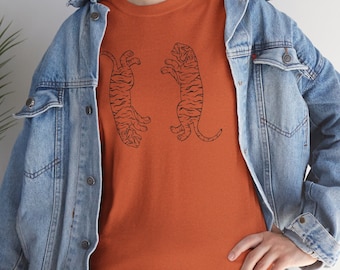 T-shirt feroce tigre, maglietta grafica audace per gli amanti degli animali, stampa fauna selvatica per uomo e donna, camicia tigre vintage colori comfort