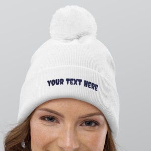 Personalized Name Beanie, Custom Embroidered Beanie,Custom Embroidery beanie,, Beanie Pom Pom,  Personalize Your Beanie PomPom