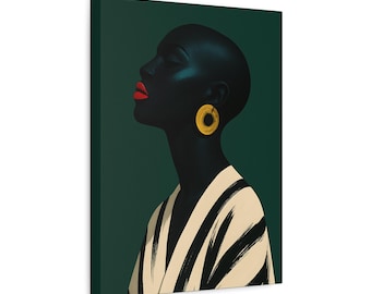 Großes Dekor afrikanische Wandkunst | Schwarze Frau Poster | Grün Ton Frau Kunstdruck | Afrocentric Woman Sofa Art | Schwarz Kunstdruck