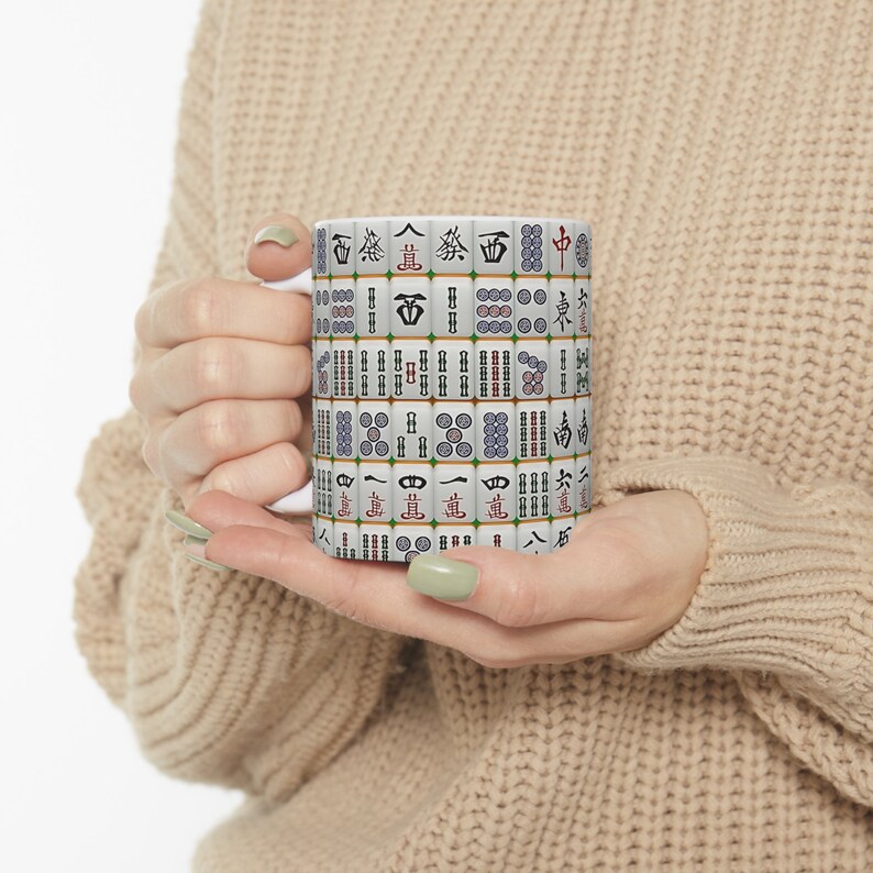 Mahjong Mug, mahjong lovers mug, Mahjong gift, Mahjong Coffee Mug, mahjong gift for grandpa, mahjong player mug, Mah-Jongg Birthday Gift image 2