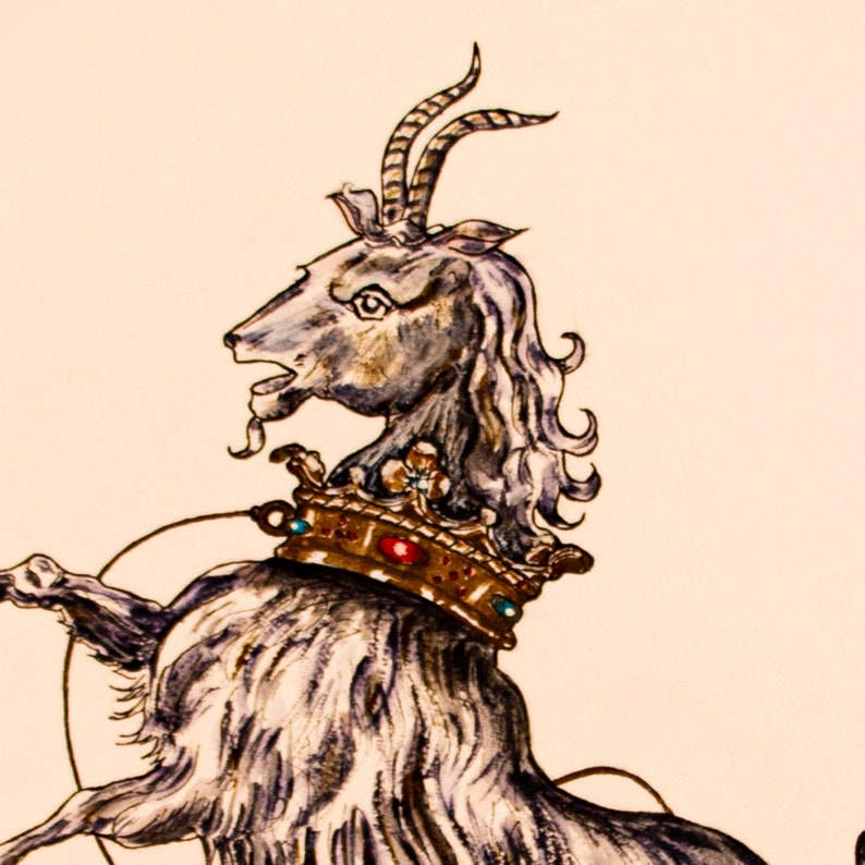 Heraldic Goat With Crown - Etsy UK