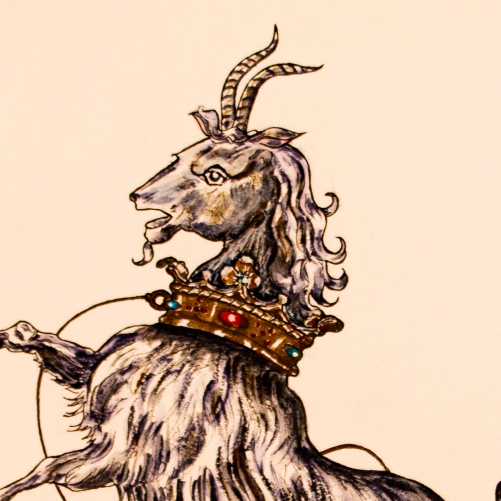 Heraldic Goat With Crown - Etsy UK