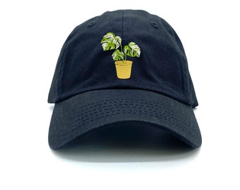 3-Leaf Monstera Albo Embroidered Baseball Hat