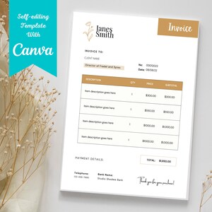 Editable Minimalist Invoice Template | Small Business | Modern Client Invoice | Editable Template | Services Invoice | Business Invoice