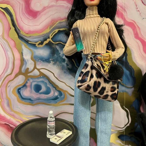 1/6 Scale Fashion Doll Purse with Accessories