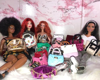 1/6 Scale Miniature Handbags Purses 2 for 11 1/2&quot; Fashion Dolls Photography Diorama Dollhouse Craft Supply