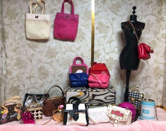 1/6 Scale Miniature Handbags Purses 3 for 11 1/2&quot; Fashion Dolls Photography Diorama Dollhouse Craft Supply