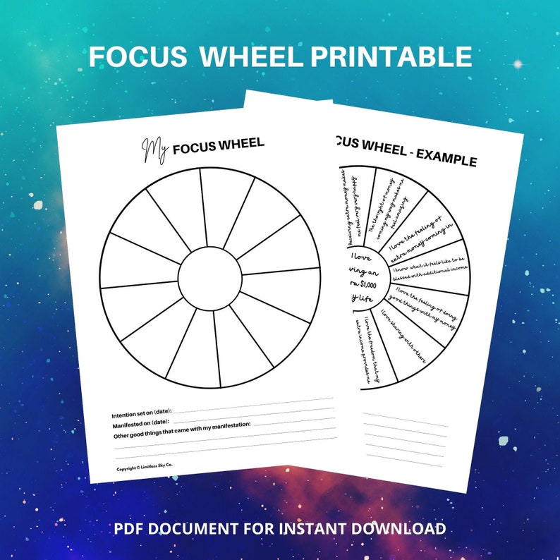Focus Wheel Printable Law of Attraction by Abraham Hicks | Etsy