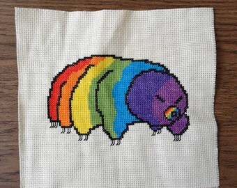 Tardigrade Cross Stitch Pattern, Rainbow Cross Stitch, Pride Cross Stitch, Ally Cross Stitch, Science Cross Stitch, LGBTQIA cross stitch
