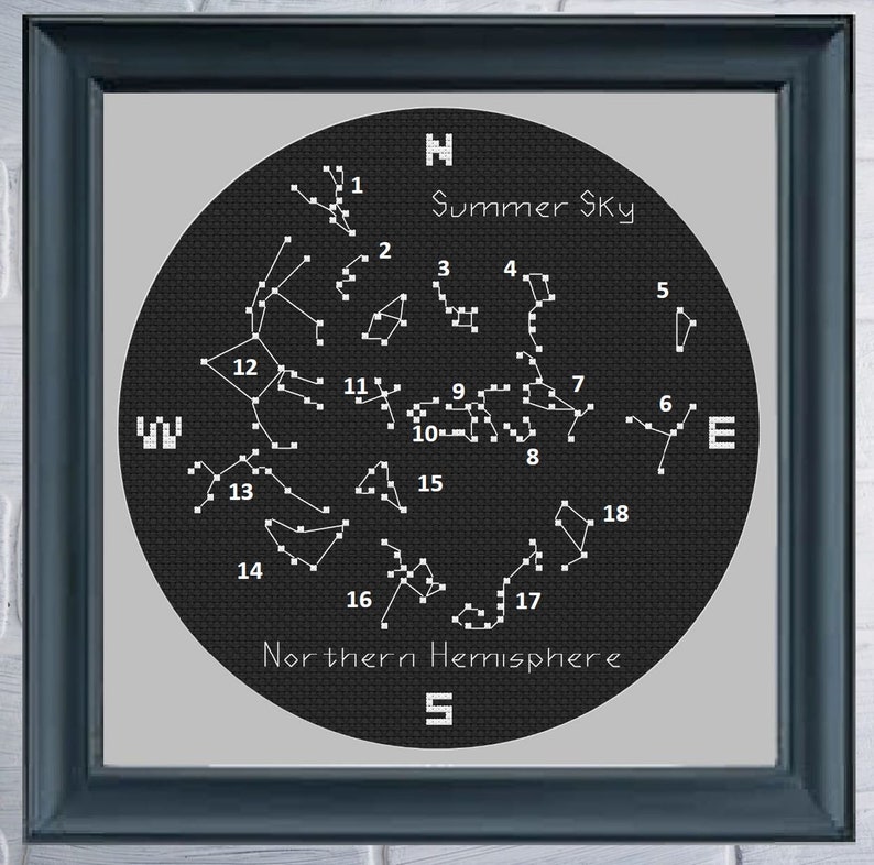 Constellations Cross Stitch Summer Night Sky Cross Stitch Pattern Science Cross stitch Summer Cross Stitch Astronomy Cross Stitch