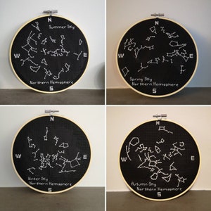 Night Sky Cross Stitch Pattern, Constellations Cross Stitch, Astronomy Cross Stitch, Science Cross stitch, Seasons Cross Stitch