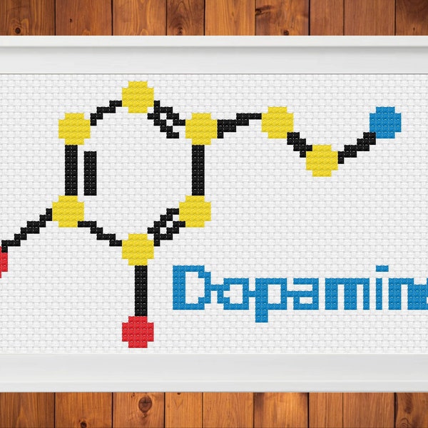 Dopamine Cross Stitch Pattern, Molecule Cross Stitch, Chemistry Cross Stitch, Love Cross Stitch, Beginner Cross Stitch, Easy CrossStitch