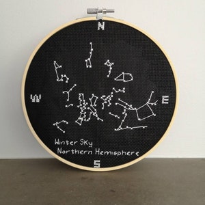 Winter Night Sky Cross Stitch Pattern, Constellations Cross Stitch, Astronomy Cross Stitch, Science Cross stitch, Winter Cross Stitch