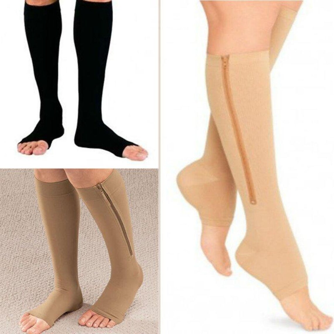 Toeless Compression Socks Zipper Compression Socks Women Etsy