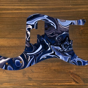 P Bass, graphic printed custom pickguard. Dark Crystal (blue)