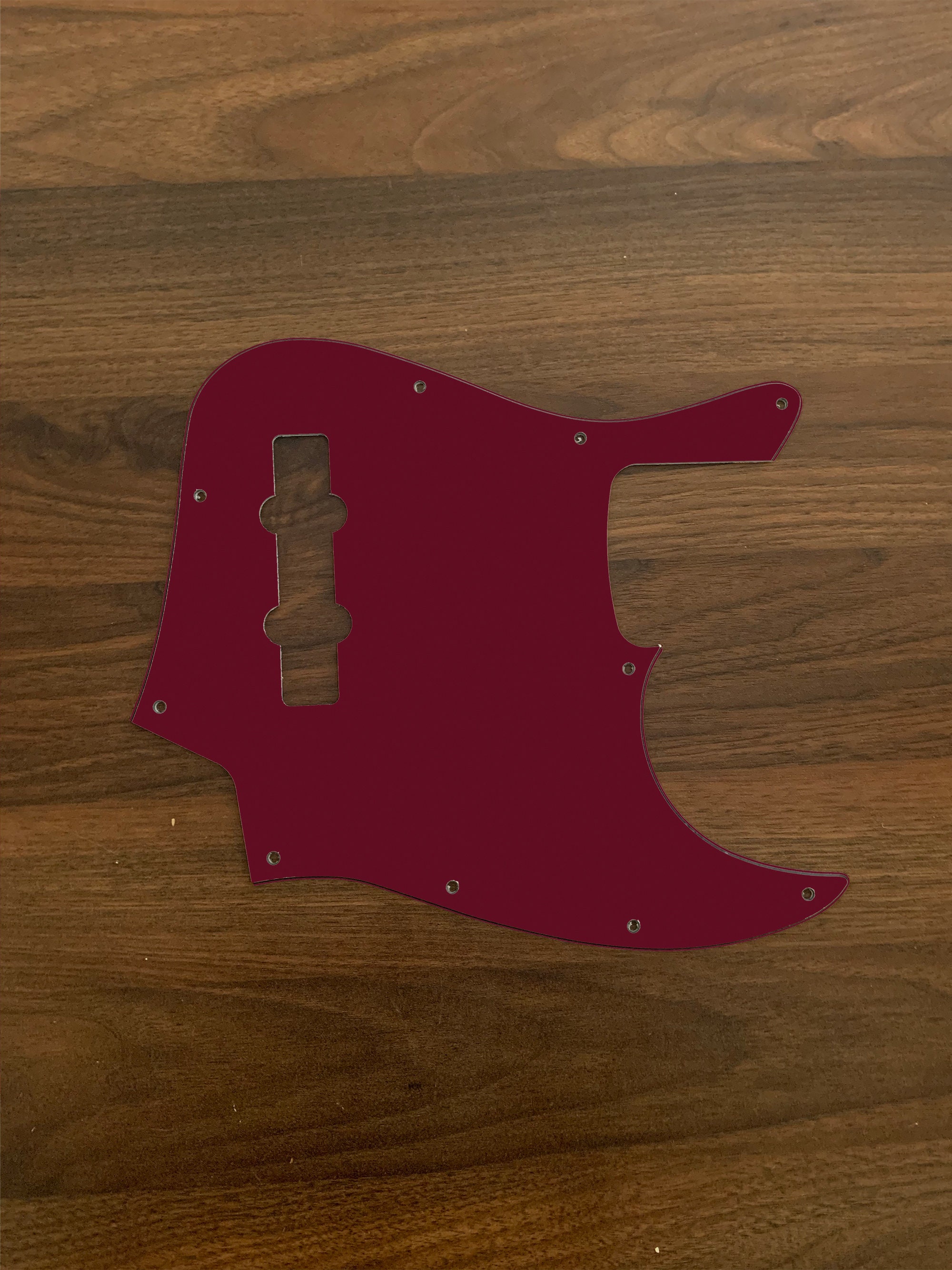 Solid Color Jazz Bass, Graphic Printed Custom Pickguard. Oxblood
