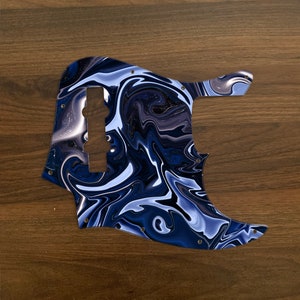 Jazz Bass, graphic printed custom pickguard. Psychedelic. Dark Crystal (blue)