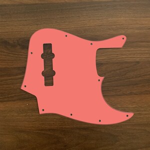 Solid Color Jazz Bass, graphic printed custom pickguard. Coral