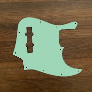 Solid Color Jazz Bass, graphic printed custom pickguard. Seafoam Green