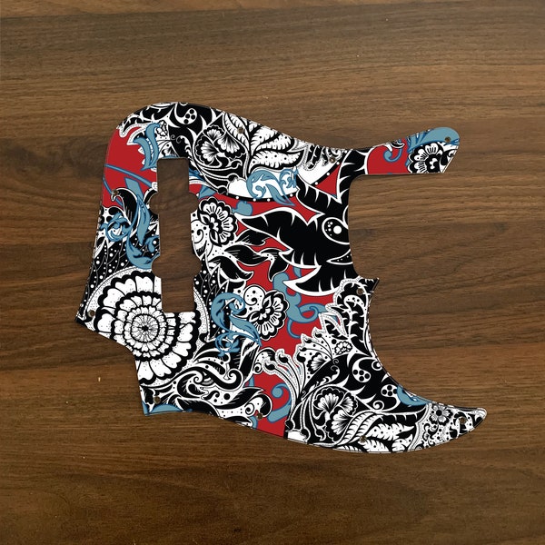 Jazz Bass, graphic printed custom pickguard. The Nautilus(1) paisley