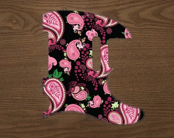 Hochwertiges, vintage Paisley Pick Guard in Pink und Schwarz