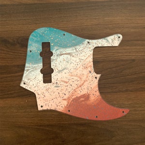 Jazz Bass, graphic printed custom pickguard. Sherbert