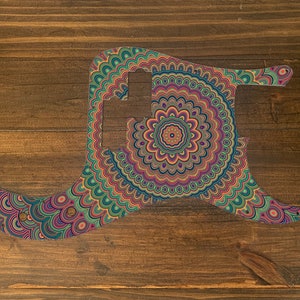 P Bass, graphic printed custom pickguard. Psychedelic 2