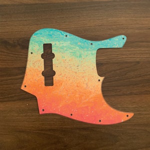 Jazz Bass, graphic printed custom pickguard. Psychedelic 9