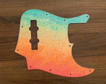 Jazz Bass, graphic printed custom pickguard. Psychedelic 9