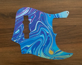 Jazz Bass, graphic printed custom pickguard. Psychedelic 7