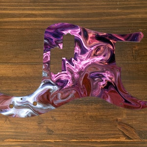 P Bass, graphic printed custom pickguard. Dark Crystal (pink)