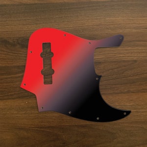Jazz Bass, graphic printed custom pickguard. Psychedelic. Red Black fade